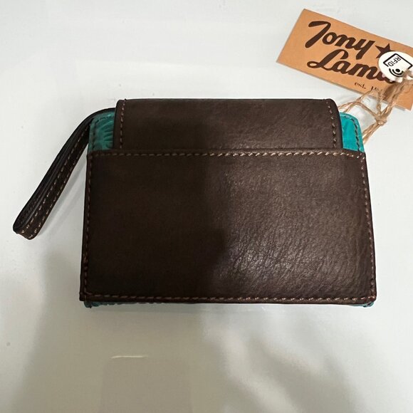 Tony Lama Turquoise Tooling Wristlet/Wallet - Picture 2 of 9